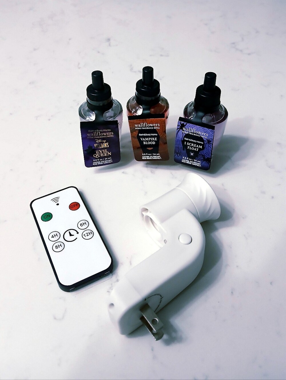 3 Bath & Body Works Wallflower Refills + Plug-in Diffuser w/ Nightlight & Remote